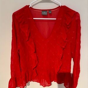 Soho Scarlet Ruffle V-Neck Blouse